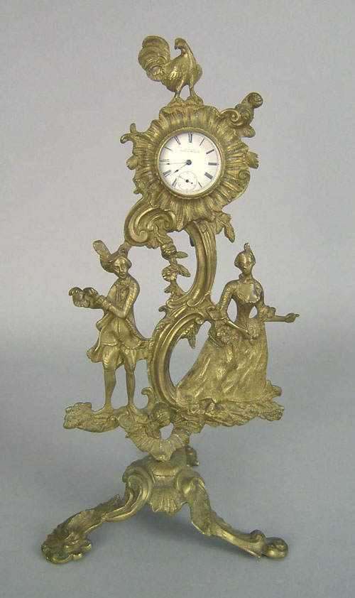 Appraisal: Brass watch hutch late th c with rooster finial and