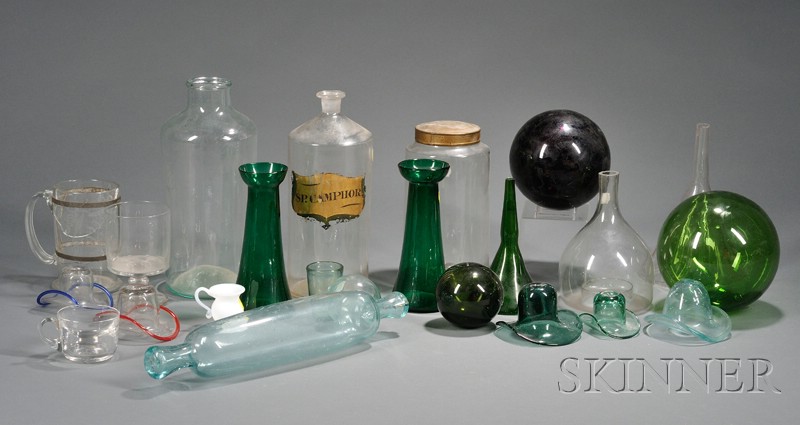 Appraisal: Twenty-three Assorted Blown Glass Items th century two green bulb