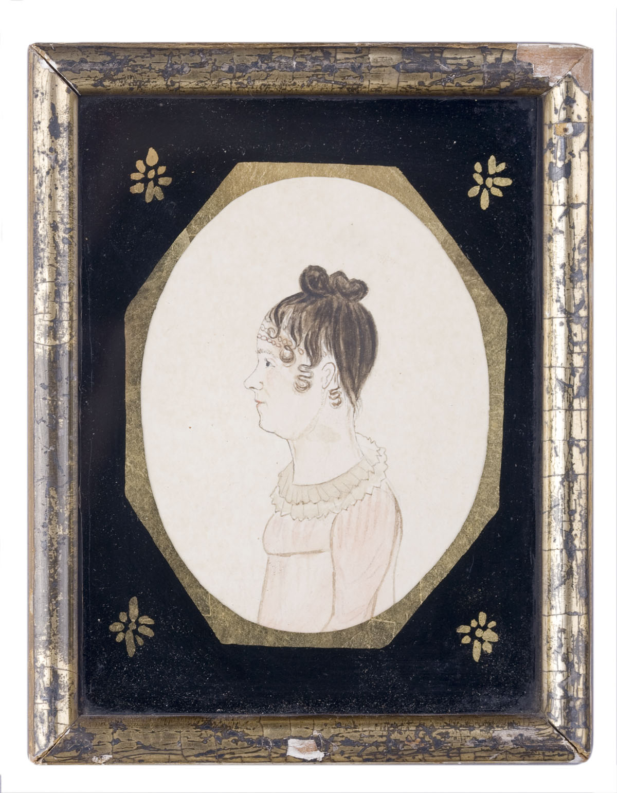 Appraisal: HALF-LENGTH PROFILE PORTRAIT OF YOUNG LADY IN PINK EMPIRE-STYLE DRESS