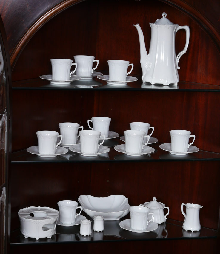 Appraisal: HUTSCHENREUTHER COFFEE SET Approx pieces in all white with shaped