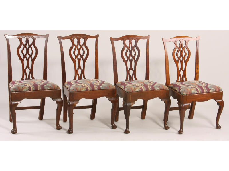 Appraisal: Set of Four Transitional Side Chairs English th c mahogany