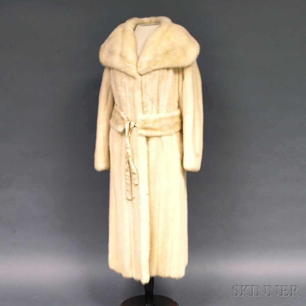 Appraisal: Ben Kahn Full-length White Mink Coat with front clasp closures