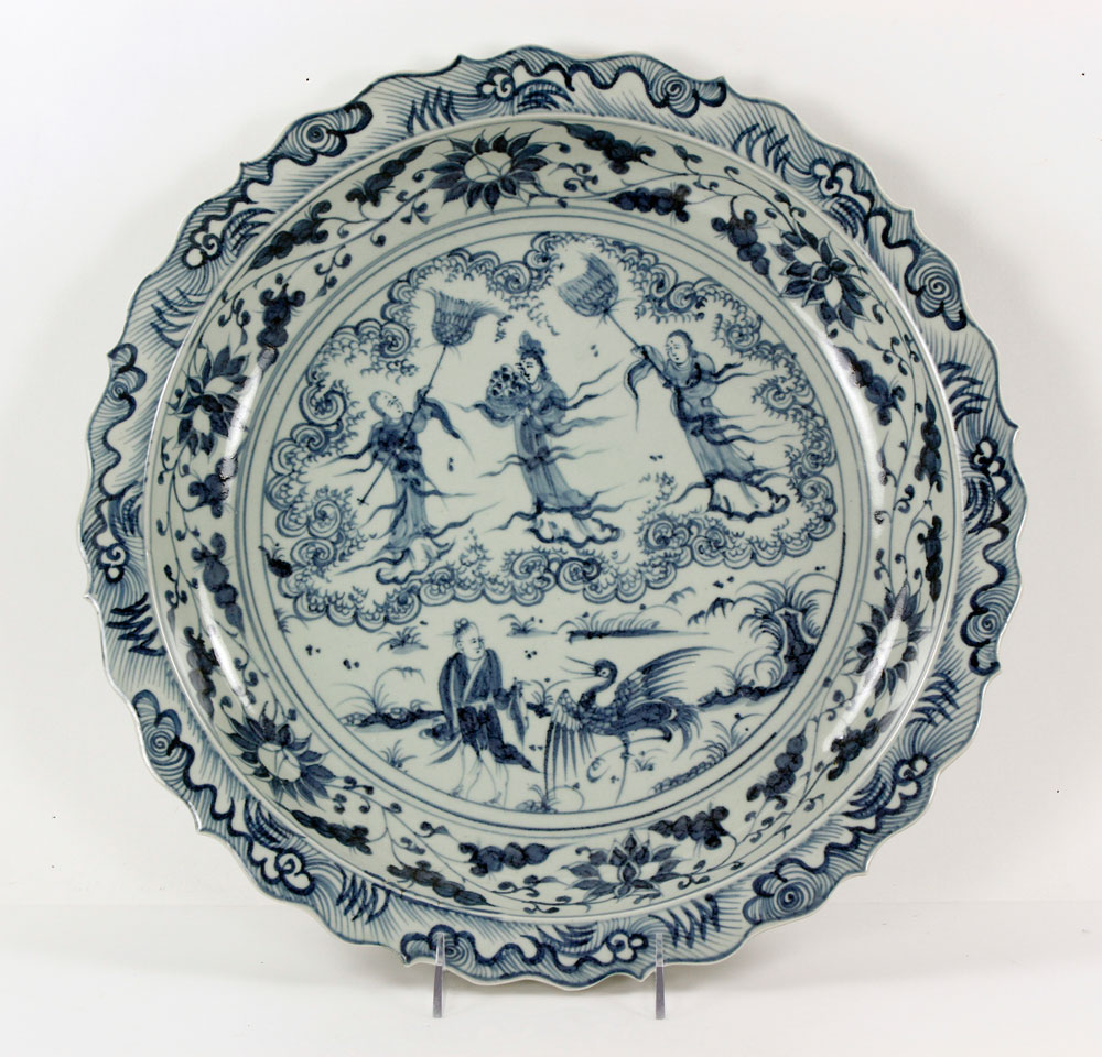 Appraisal: - Chinese Blue and White Charger Chinese blue and white