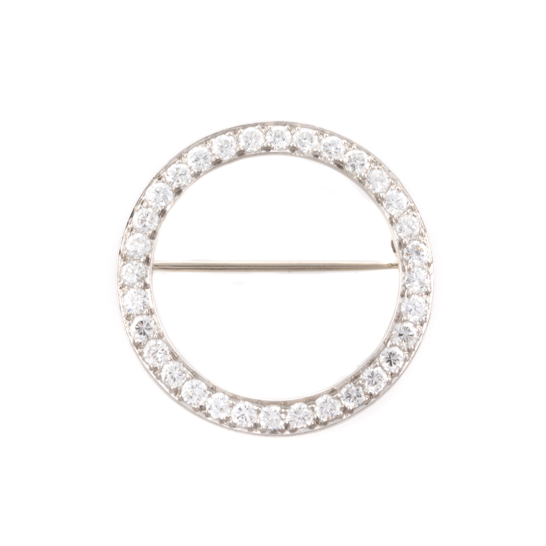 Appraisal: A Platinum Diamond Circle Pin by JE Caldwell Platinum open