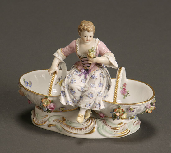 Appraisal: Meissen Figural Salt Cellar Late th-Early th Century The seated