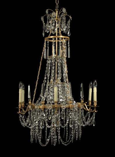 Appraisal: Northern European Gilt-Brass and Cut Glass Six-Light Chandelier of tall