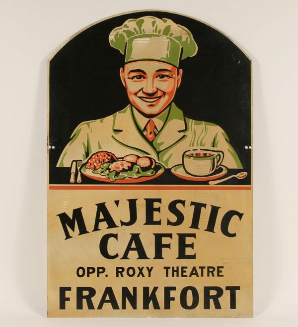 Appraisal: Double sided Majestic Cafe metal sign Frankfurt IN Only known