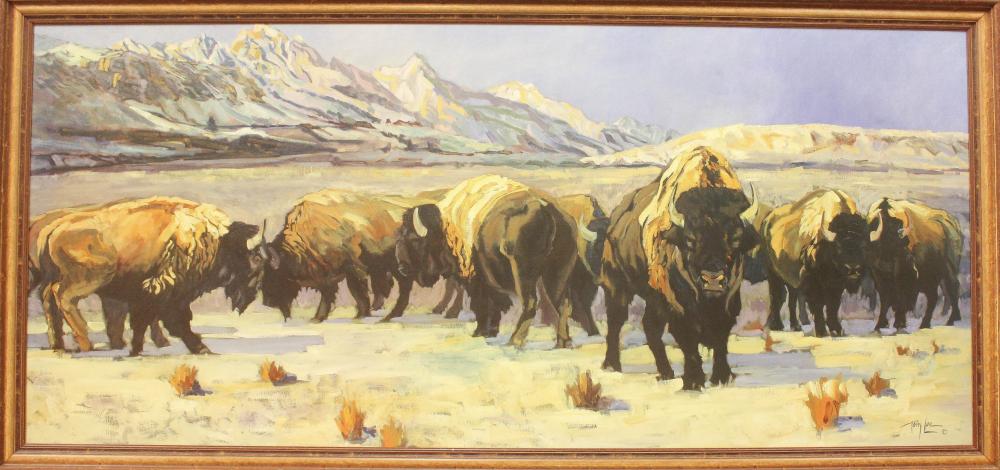 Appraisal: TERRY LEE Idaho born giclee on canvas Teton Bison Signed