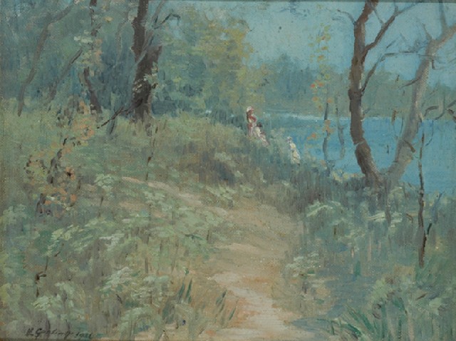 Appraisal: R Garling th century Bracken at Berrara oil on canvas