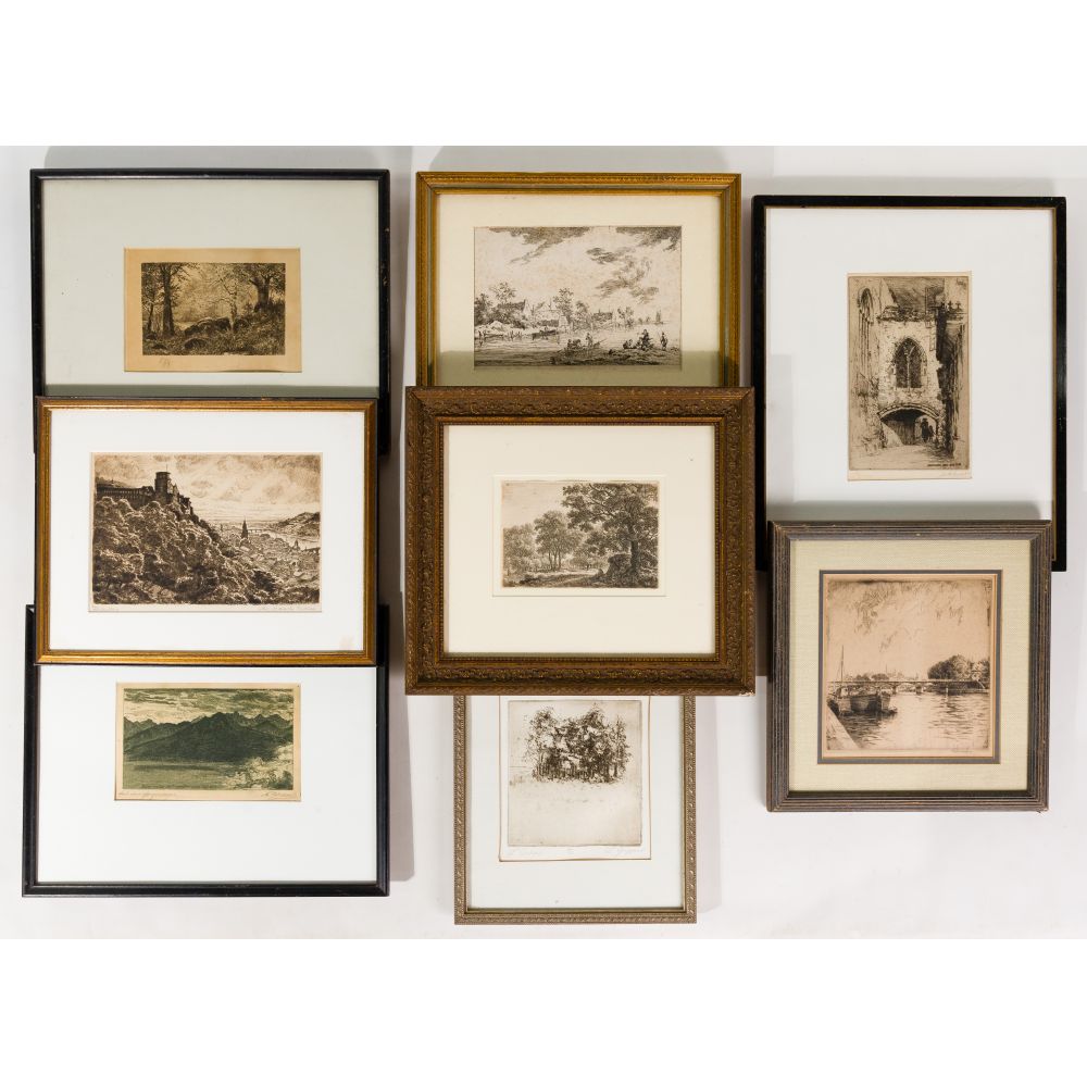 Appraisal: LANDSCAPE ETCHING ASSORTMENT th to th century items including Anthonie