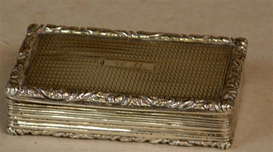 Appraisal: George IV silver snuff box engine turned with raised foliate