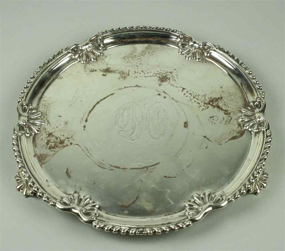 Appraisal: VICTORIAN SILVER CIRCULAR TRAY LONDON MAXFIELD SONS ENGLISH SILVER SERVING