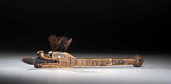 Appraisal: Kwakwaka Twakw Sisiutl Dance Wand painted in red black green