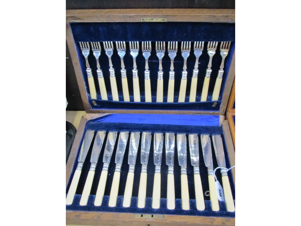 Appraisal: Cased piece fish cutlery set