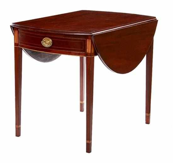 Appraisal: Federal inlaid mahogany Pembroke table circa oval top with drop-leaves