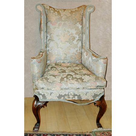 Appraisal: George III Style Floral Upholstered Walnut Wing Chair Estimate nbsp