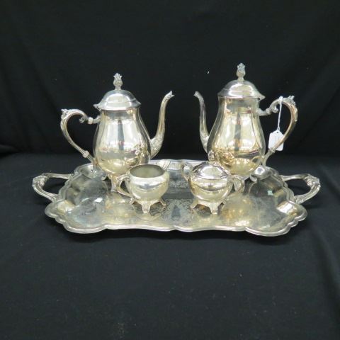 Appraisal: Silverplate Tea Coffee Service footed coffeepot teapot sugar creamer tray