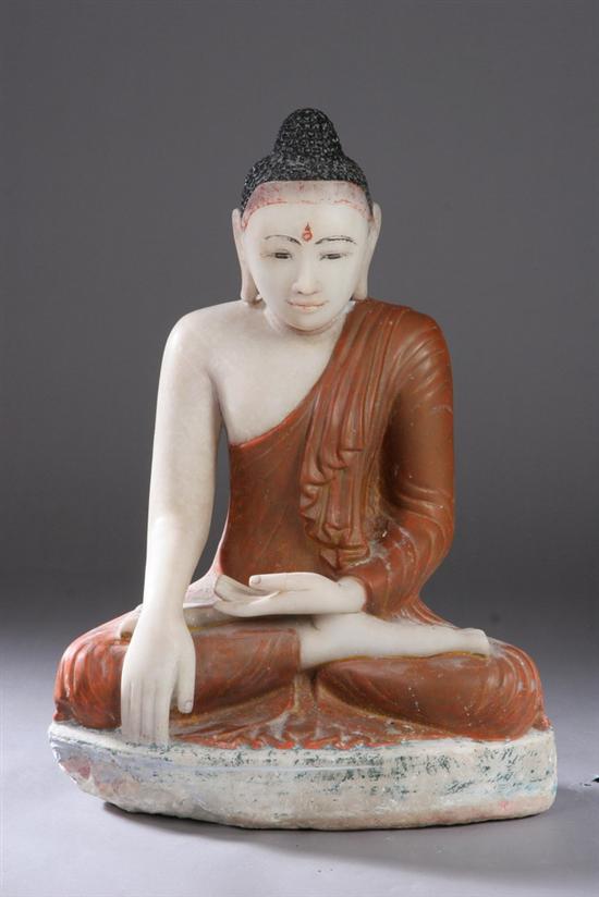 Appraisal: BURMESE POLYCHROME MARBLE FIGURE OF BUDDHA - in high PROVENANCE