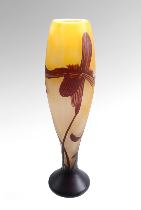 Appraisal: CAMEO GLASS VASE SIGNED GALLE Cameo cut in a floral