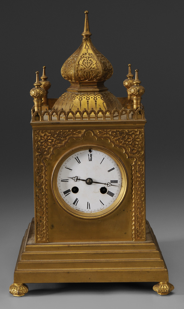 Appraisal: Gilt Bronze Lantern Key-Wind Clock German th century Moorish temple