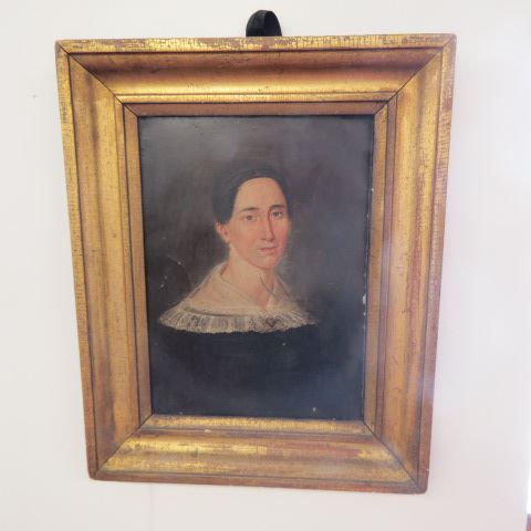 Appraisal: Early Portrait of a Woman oil on tin image area