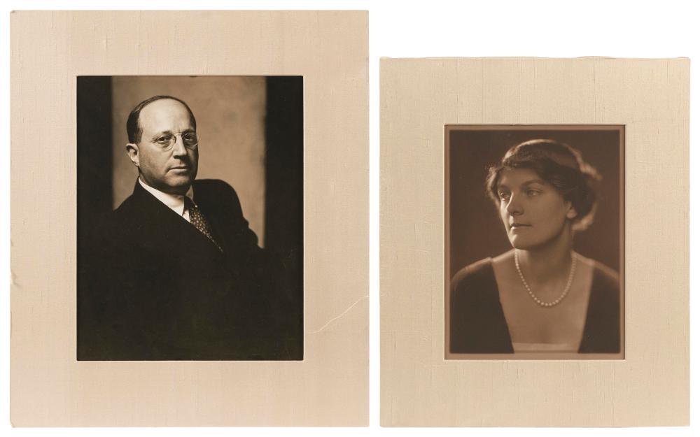 Appraisal: PAIR OF FORMAL PORTRAITS OF EUGENE I MEYER AND HIS