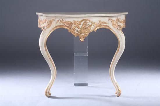 Appraisal: CONTINENTAL ROCOCO STYLE CREAM-PAINTED CONSOLE th century with gilt accents