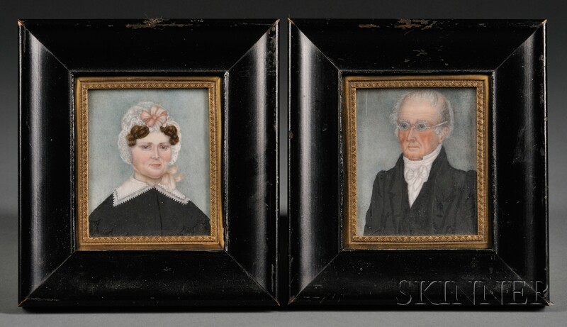 Appraisal: Pair of Portrait Miniatures of Smith Weed and His Wife