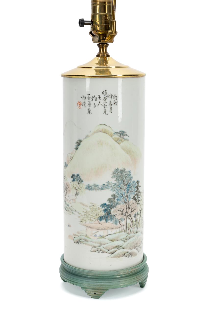 Appraisal: CHINESE REPUBLIC TYPE VASE MOUNTED AS A LAMP Chinese Republic