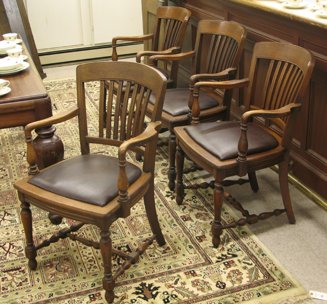 Appraisal: A SET OF FOUR MAHOGANY CLUB CHAIRS American mid th