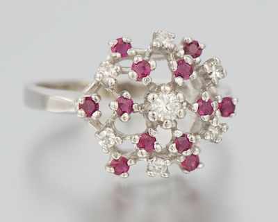 Appraisal: A Ladies' Ruby and Diamond Ring k white gold ring