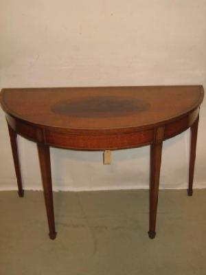 Appraisal: AN EDWARDIAN SATINWOOD SIDE TABLE of demi lune form with