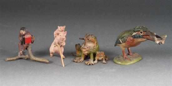 Appraisal: Four Austrian cold painted bronze animals and animal figural groups