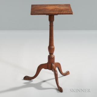 Appraisal: Tiger Maple Candlestand New England late th century the square