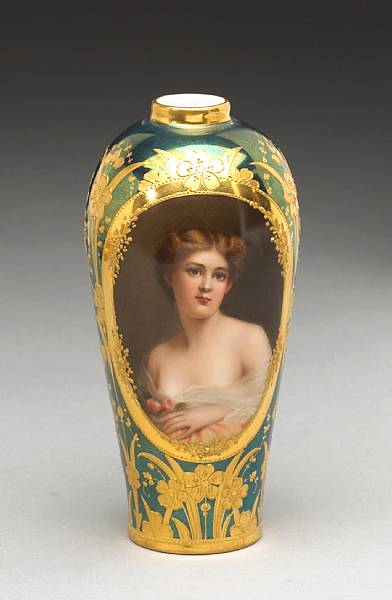 Appraisal: A Dresden porcelain portrait vase Innocenz late th early th