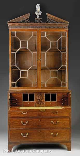 Appraisal: A George III Mahogany Secretary Bookcase c with a later