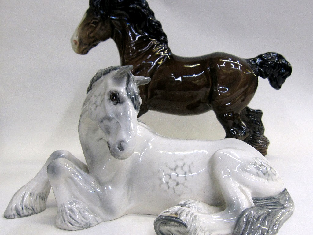 Appraisal: Two Beswick horses to include a cantering shire and a