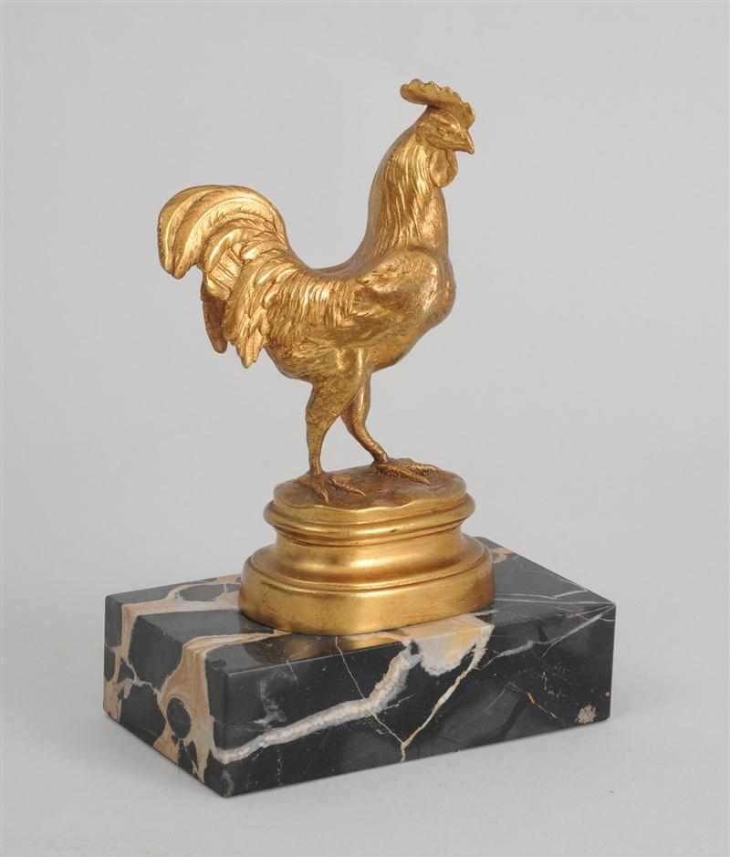 Appraisal: AFTER ROSA BONHEUR THE ROOSTER Gilt bronze rubbed signature on