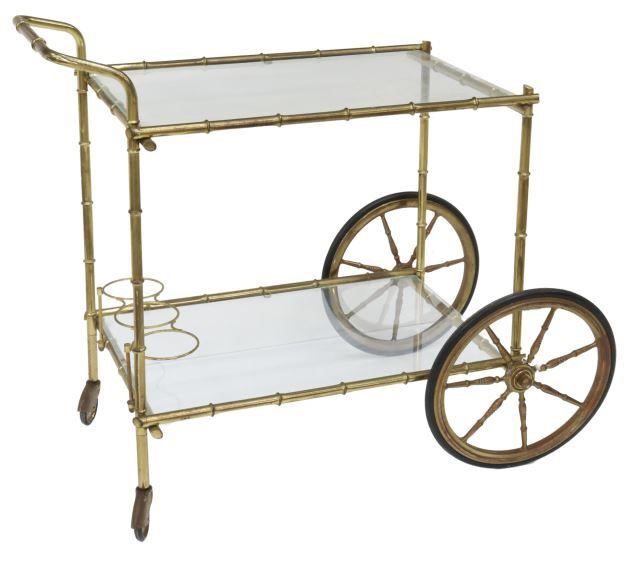 Appraisal: French brass service bar cart mid th c having brass