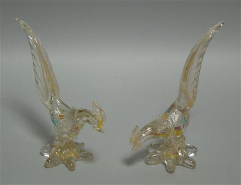 Appraisal: PAIR OF MURANO GLASS COCKERELS Paper label to one and