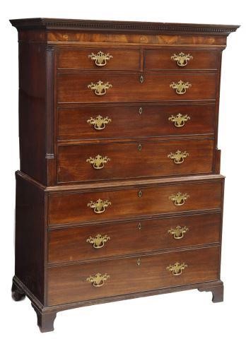 Appraisal: English Georgian period mahogany chest on chest late th c