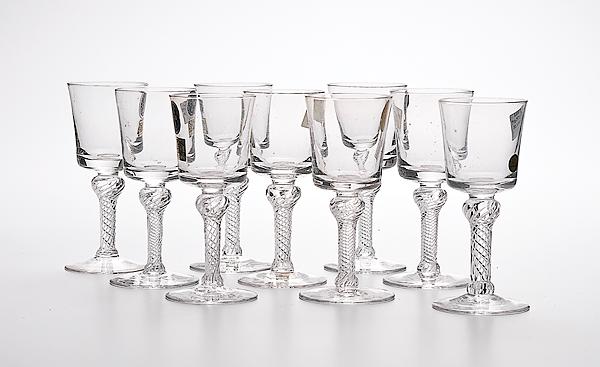 Appraisal: ROYAL LEERDAM WINE GOBLETS Dutch th century Set of nine