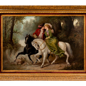 Appraisal: Late th Early th Century Courting Couple on Horseback signed