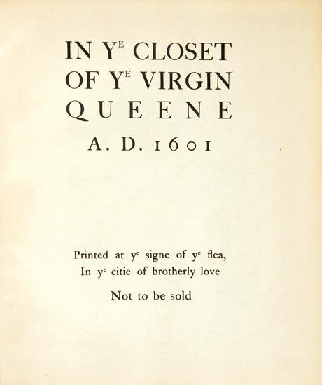 Appraisal: TWAIN Mark In Ye closet of Ye Virgin Queene A