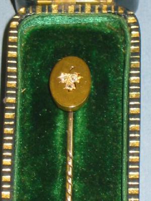 Appraisal: A DIAMOND STICK PIN the ct gold matt oval inset