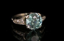 Appraisal: Antique White Gold Blue Zircon Diamonds k white gold and