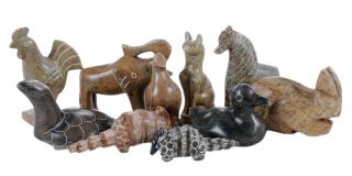 Appraisal: Group of Twenty Four Carved Stone Animals th century depicting