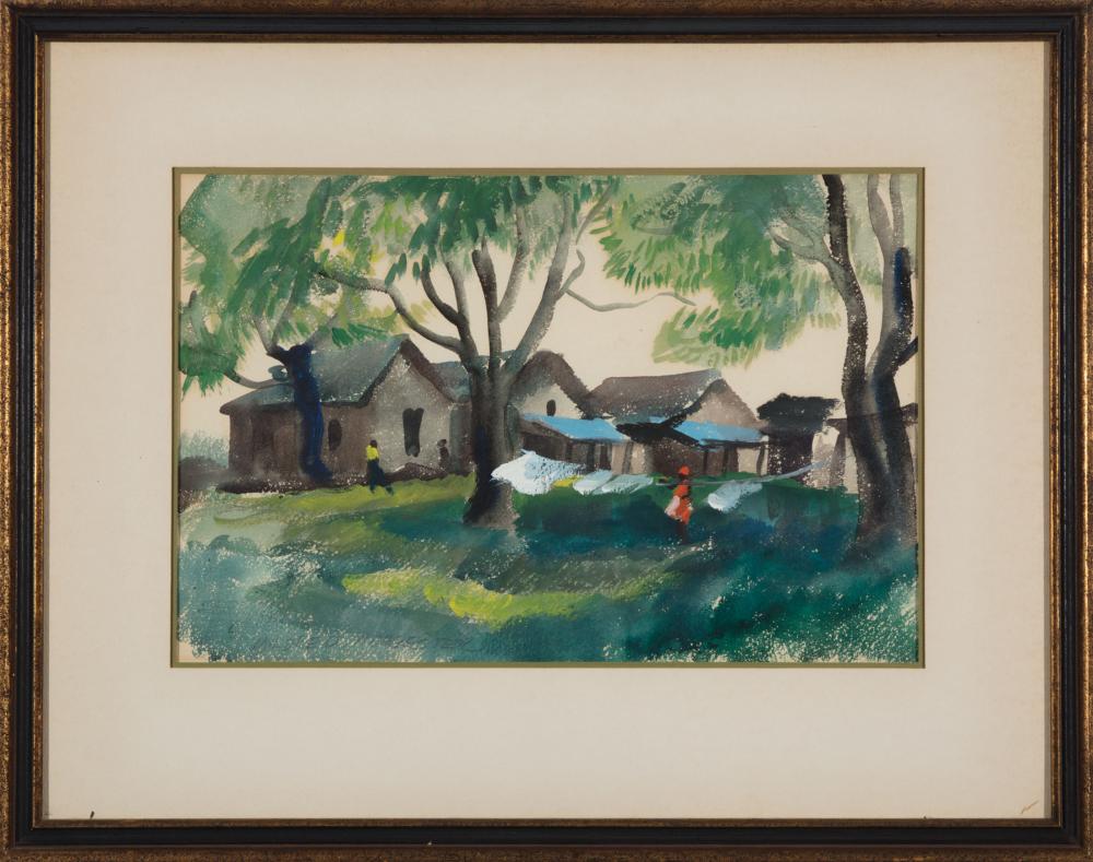 Appraisal: Mildred Nungester Wolfe American Mississippi - Washday c s watercolor