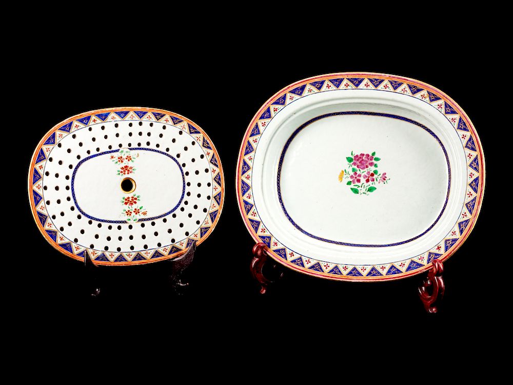 Appraisal: A Chinese Export Famille Rose Porcelain Platter and Strainer A