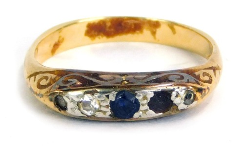 Appraisal: An ct sapphire and diamond dress ring set with illusion